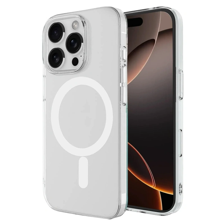 Mey İthalat®  iPhone 16 Pro Max Kılıf Magneticsafe Şeffaf Silikon - Şeffaf
