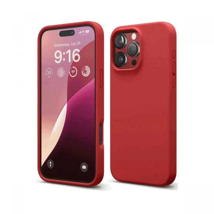 Mey İthalat®  iPhone 16 Pro Max Kılıf Nano içi Kadife Silikon - Kırmızı
