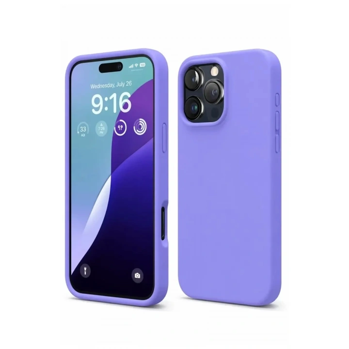 Mey İthalat®   iPhone 16 Pro Max Kılıf Nano içi Kadife Silikon - Lila
