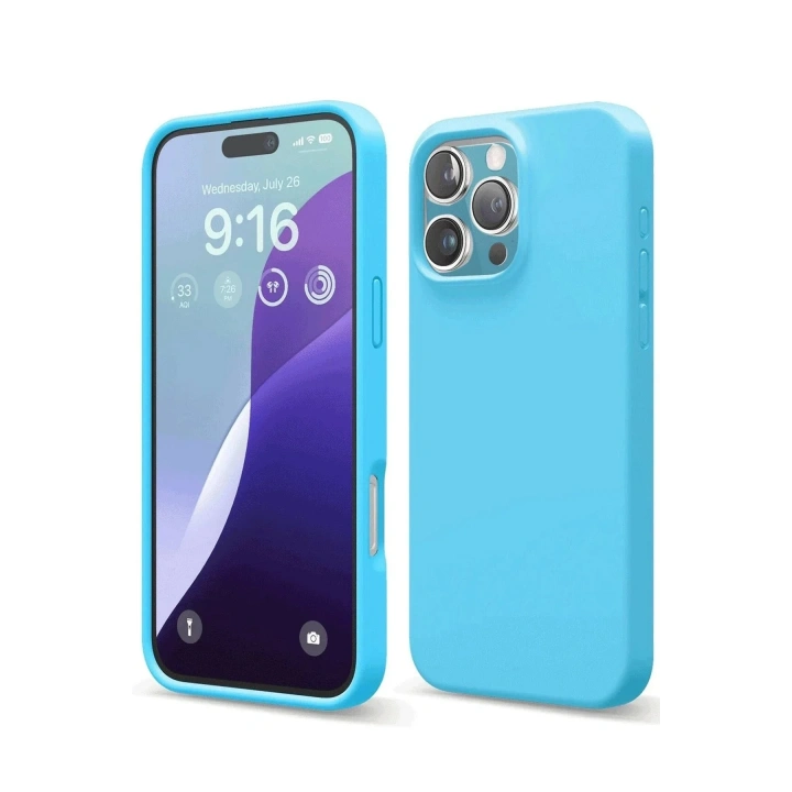 Mey İthalat®  iPhone 16 Pro Max Kılıf Nano içi Kadife Silikon - Mavi