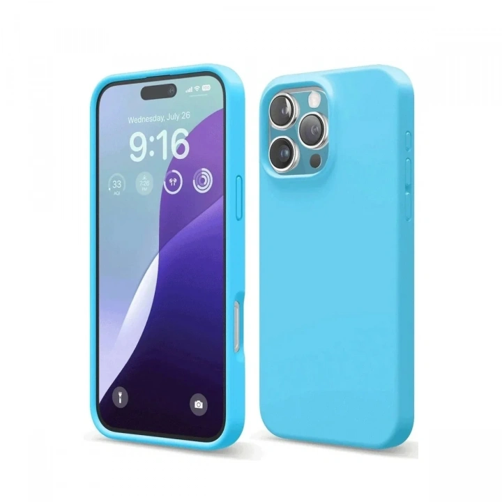 Mey İthalat®  iPhone 16 Pro Max Kılıf Nano içi Kadife Silikon - Mavi