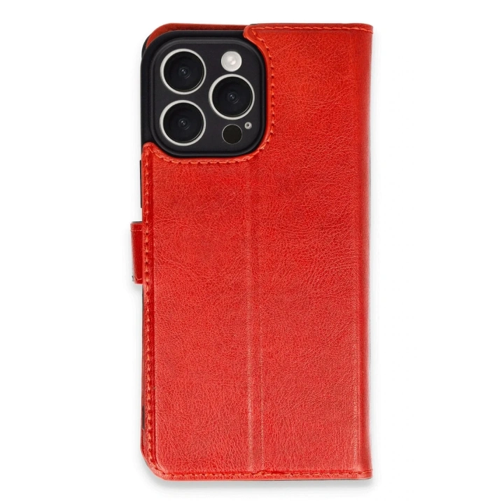 Mey İthalat®  iPhone 16 Pro Max Kılıf Trend S Plus Kapaklı Kılıf - Kırmızı