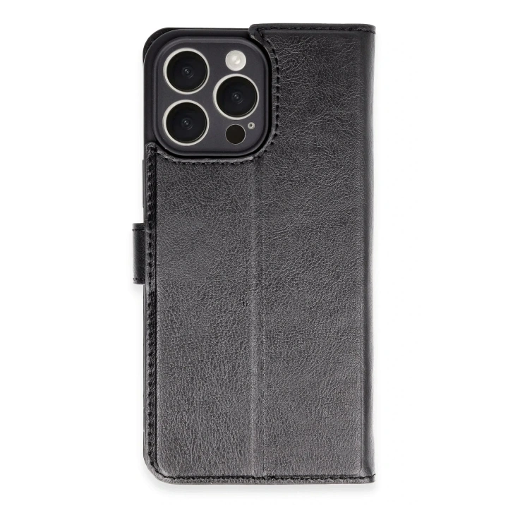 Mey İthalat®  iPhone 16 Pro Max Kılıf Trend S Plus Kapaklı Kılıf - Siyah