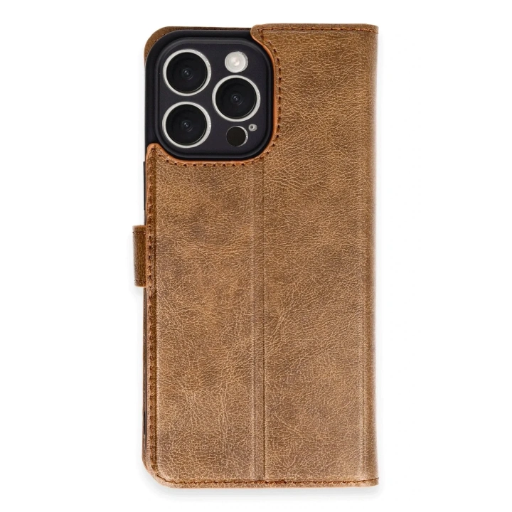 Mey İthalat®  iPhone 16 Pro Max Kılıf Trend S Plus Kapaklı Kılıf - Taba