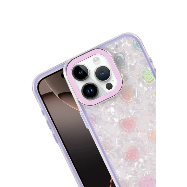 Mey İthalat®   iPhone 16 Pro Max Lumi Desenli Kapak - Mor