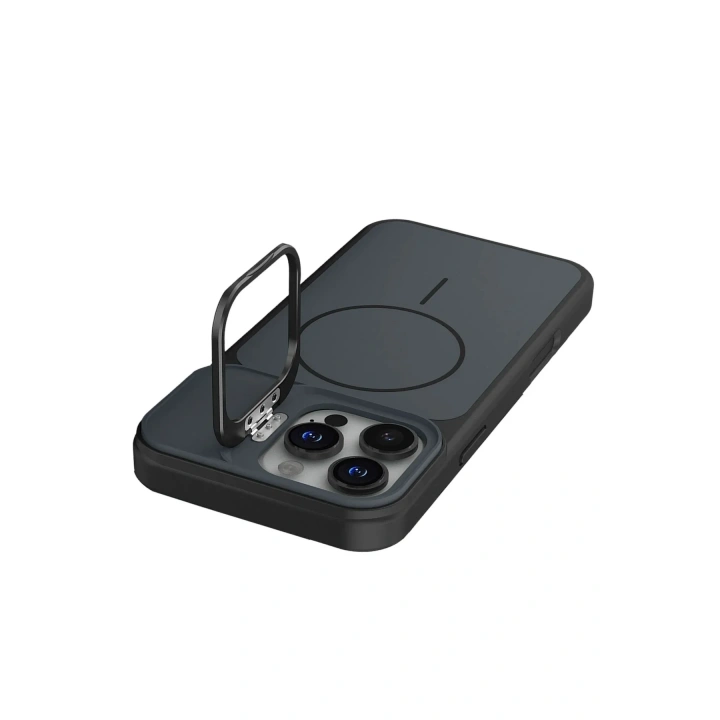 Mey İthalat®   iPhone 16 Pro Max Pale Magsafe Standlı Kapak - Siyah