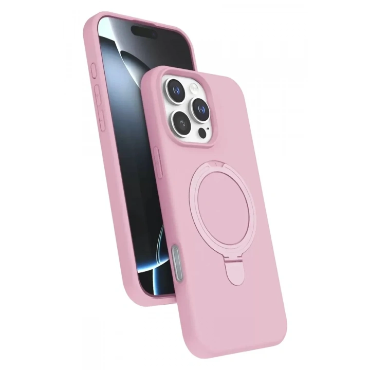 Mey İthalat®   iPhone 16 Pro Max Regal Magsafe Standlı Kapak - Açık Pembe