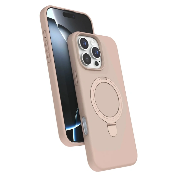 Mey İthalat®   iPhone 16 Pro Max Regal Magsafe Standlı Kapak - Çöl Titanyum