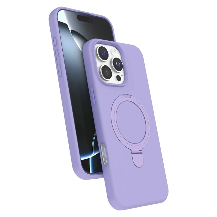 Mey İthalat®   iPhone 16 Pro Max Regal Magsafe Standlı Kapak - Lila