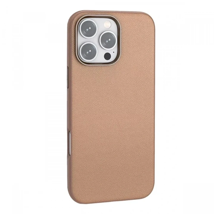 Mey İthalat®  iPhone 16 Pro Max Wonder Deri Magsafe Kapak - Bronz