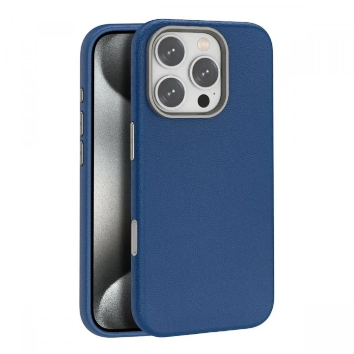 Mey İthalat®  iPhone 16 Pro Max Wonder Deri Magsafe Kapak - Lacivert
