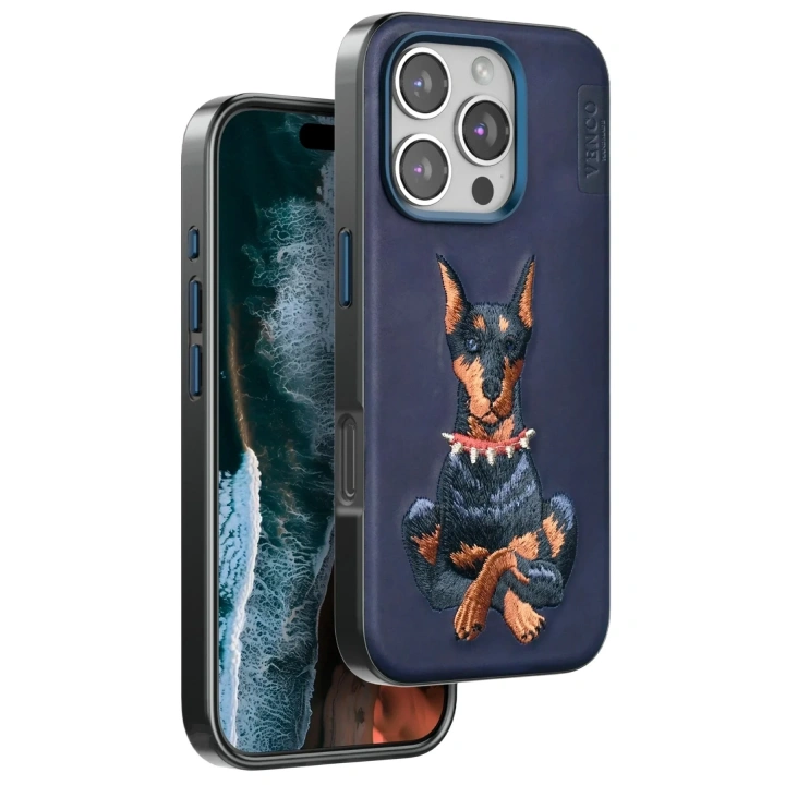 Mey İthalat®  iPhone 16 Pro Perma Desenli Kapak - Lacivert