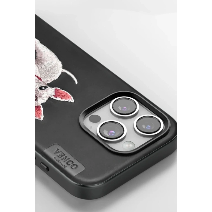 Mey İthalat®  iPhone 16 Pro Perma Desenli Kapak - Siyah