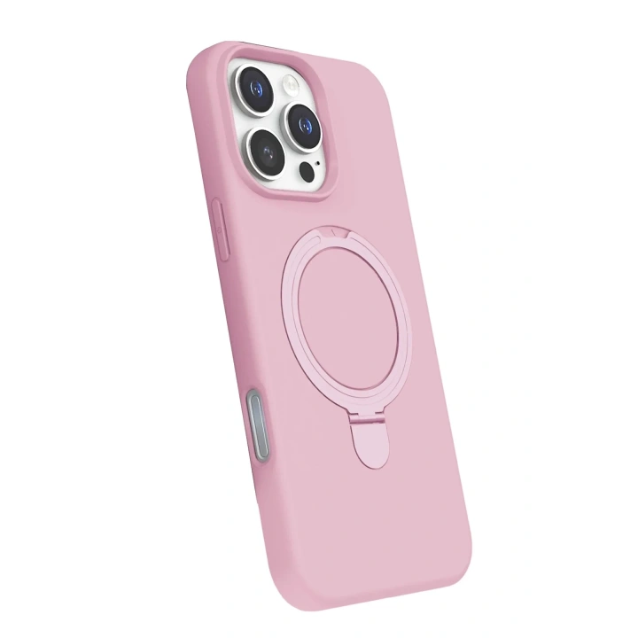 Mey İthalat®   iPhone 16 Pro Regal Magsafe Standlı Kapak - Açık Pembe