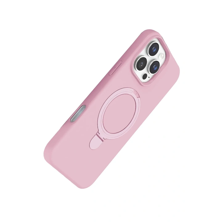 Mey İthalat®   iPhone 16 Pro Regal Magsafe Standlı Kapak - Açık Pembe