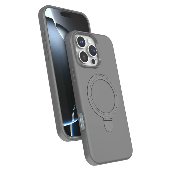 Mey İthalat®   iPhone 16 Pro Regal Magsafe Standlı Kapak - Titan Gri