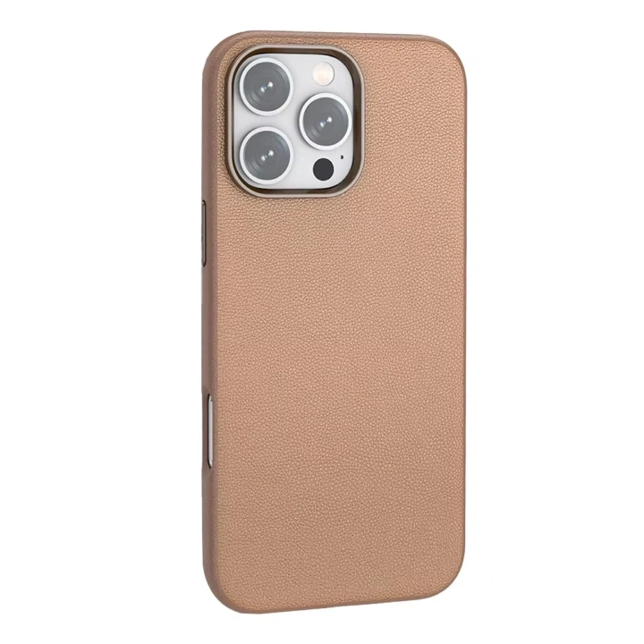 Mey İthalat®  iPhone 16 Pro Wonder Deri Magsafe Kapak - Bronz