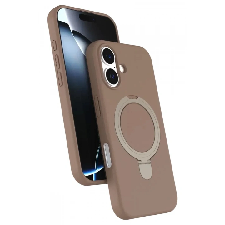 Mey İthalat®   iPhone 16 Regal Magsafe Standlı Kapak - Çöl Titanyum