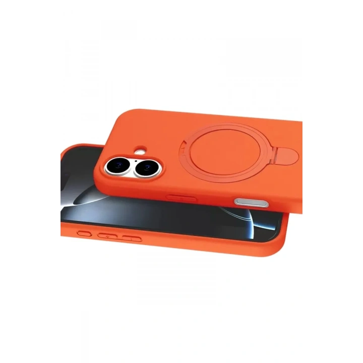 Mey İthalat®   iPhone 16 Regal Magsafe Standlı Kapak - Turuncu
