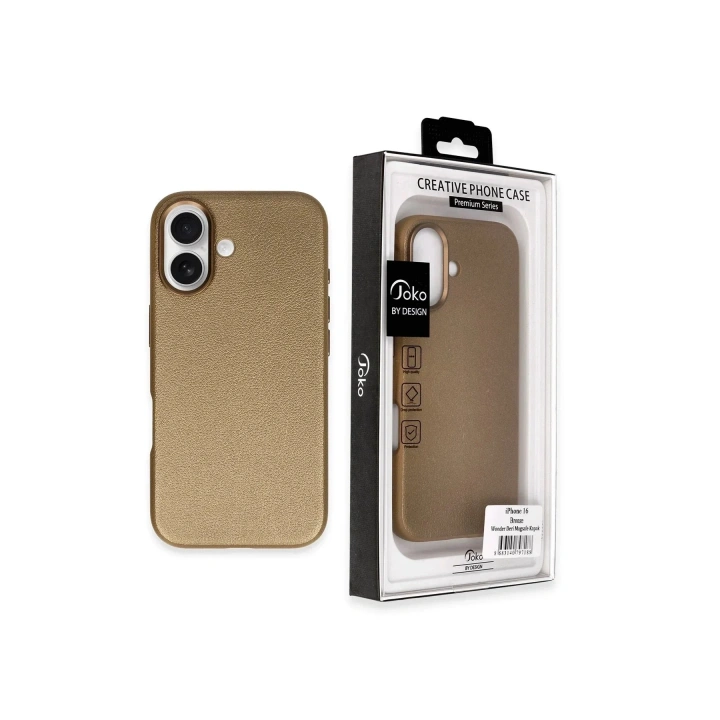 Mey İthalat®  iPhone 16 Wonder Deri Magsafe Kapak - Bronz