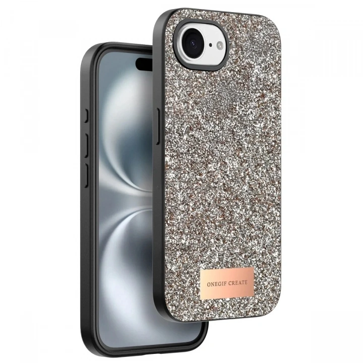 Mey İthalat®   iPhone 16E Bright Simli Kapak - Gold