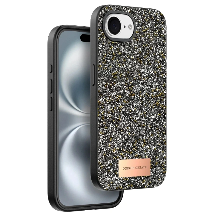 Mey İthalat®   iPhone 16E Bright Simli Kapak - Gümüş
