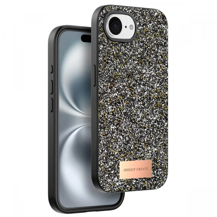 Mey İthalat®   iPhone 16E Bright Simli Kapak - Gümüş