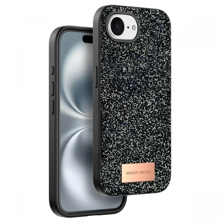 Mey İthalat®   iPhone 16E Bright Simli Kapak - Siyah