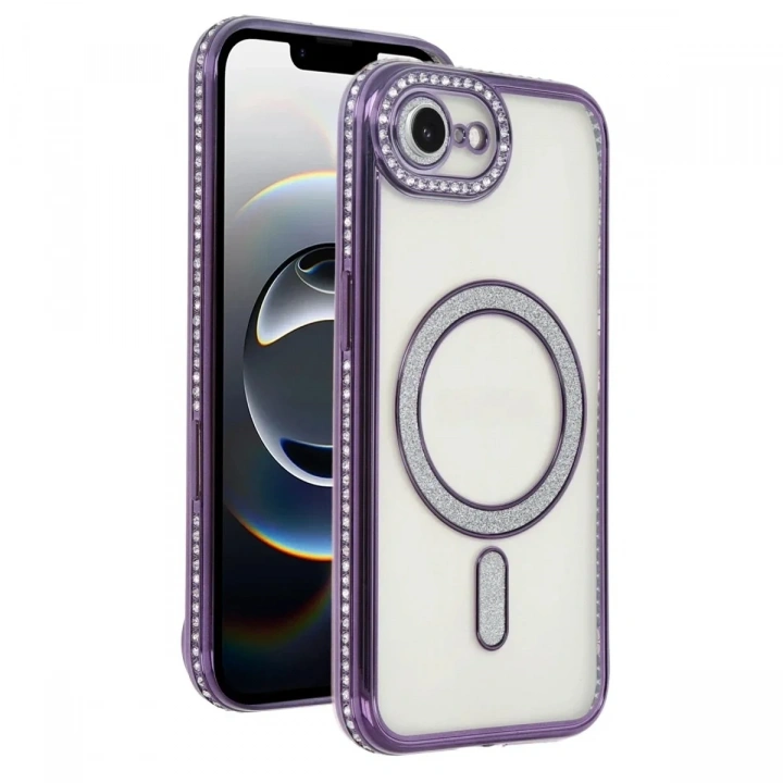 Mey İthalat®   iPhone 16E Joke Simli Magneticsafe Kılıf - Derin Mor