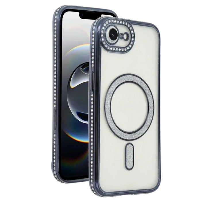 Mey İthalat®   iPhone 16E Joke Simli Magneticsafe Kılıf - Siyah