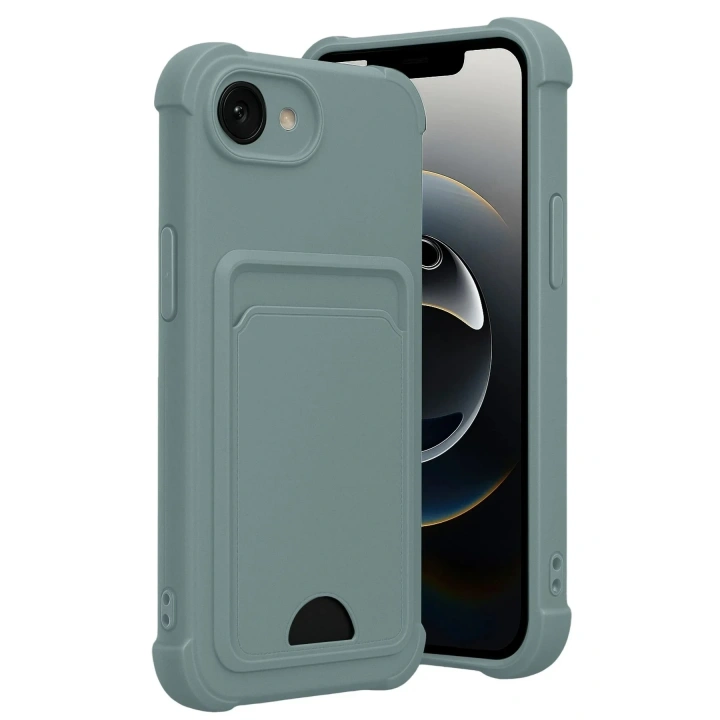 Mey İthalat®   iPhone 16E Kelvin Kartvizitli Silikon - Açık Yeşil