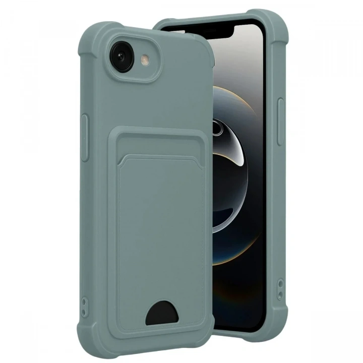 Mey İthalat®   iPhone 16E Kelvin Kartvizitli Silikon - Açık Yeşil