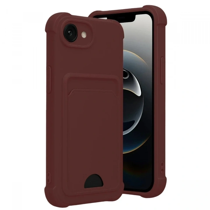 Mey İthalat®   iPhone 16E Kelvin Kartvizitli Silikon - Bordo
