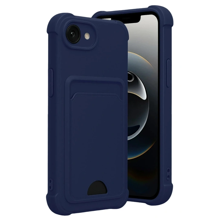 Mey İthalat®   iPhone 16E Kelvin Kartvizitli Silikon - Lacivert