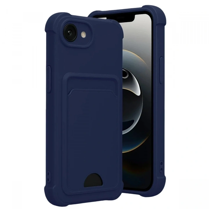 Mey İthalat®   iPhone 16E Kelvin Kartvizitli Silikon - Lacivert