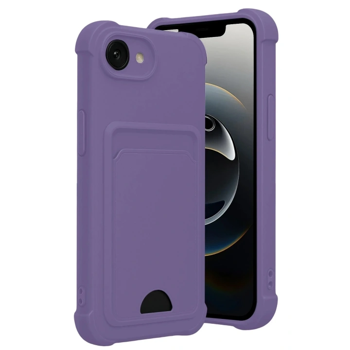 Mey İthalat®   iPhone 16E Kelvin Kartvizitli Silikon - Lila