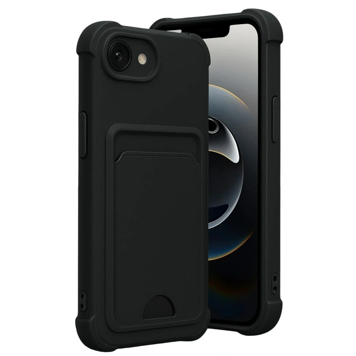 Mey İthalat®   iPhone 16E Kelvin Kartvizitli Silikon - Siyah