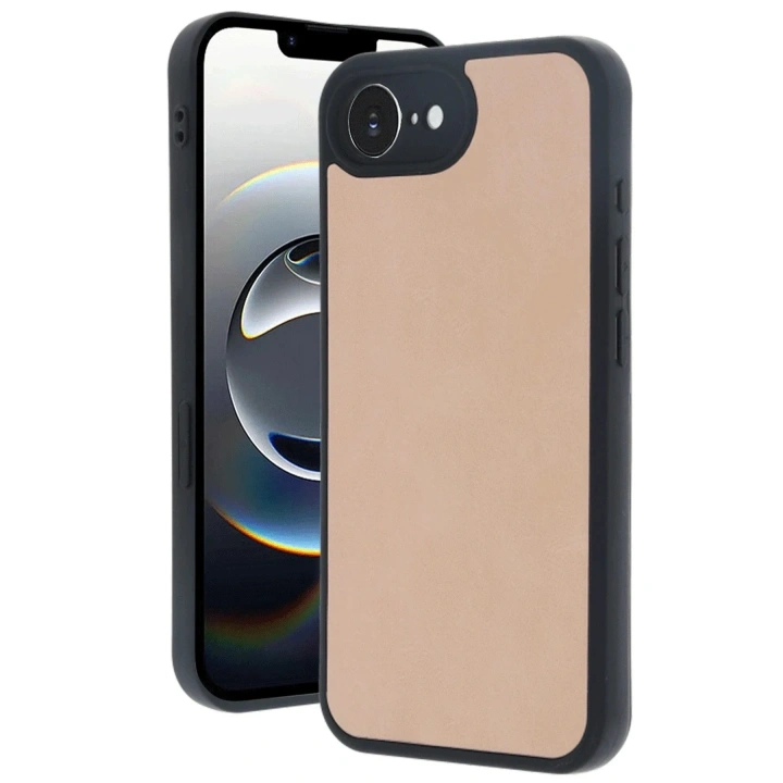 Mey İthalat®  iPhone 16E Kılıf Aras Deri Kapak - Pudra