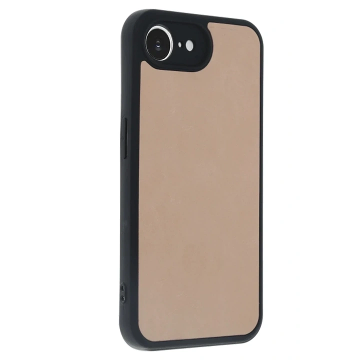 Mey İthalat®  iPhone 16E Kılıf Aras Deri Kapak - Pudra