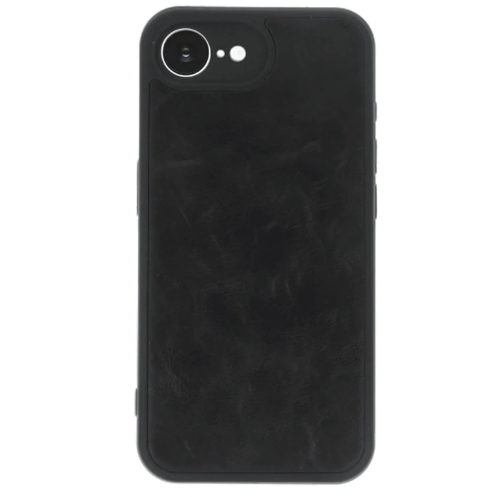 Mey İthalat®  iPhone 16E Kılıf Aras Deri Kapak - Siyah