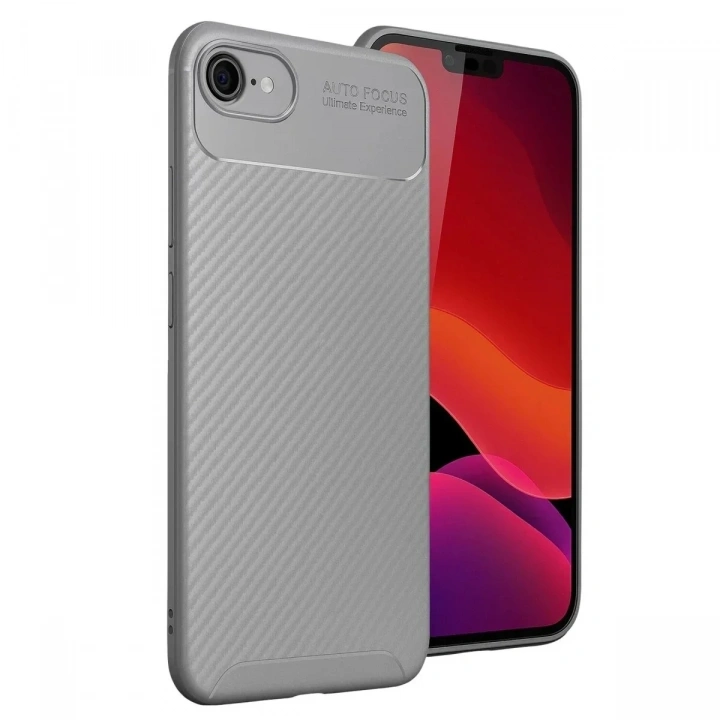 Mey İthalat®  iPhone 16E Kılıf Auto Focus Karbon Kapak - Gri