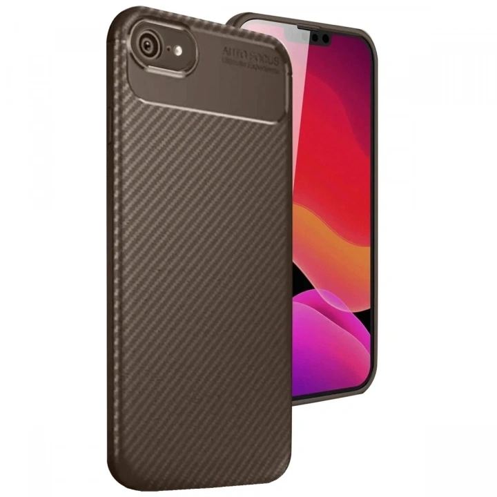 Mey İthalat®  iPhone 16E Kılıf Auto Focus Karbon Kapak - Kahverengi