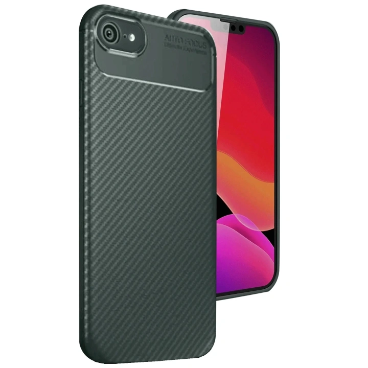 Mey İthalat®  iPhone 16E Kılıf Auto Focus Karbon Kapak - Koyu Yeşil