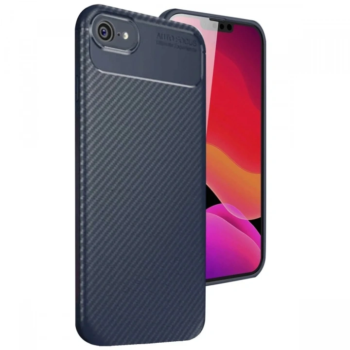 Mey İthalat®  iPhone 16E Kılıf Auto Focus Karbon Kapak - Lacivert