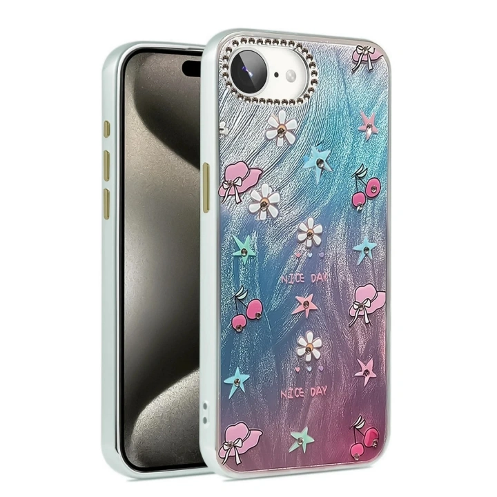 Mey İthalat®  iPhone 16E Kılıf Blade Aynalı Desenli Kapak - Desen 4