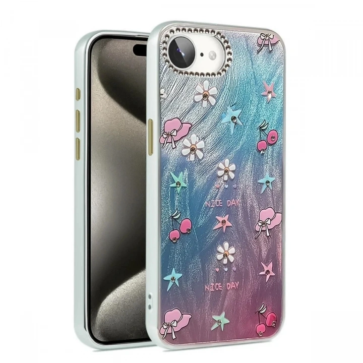 Mey İthalat®  iPhone 16E Kılıf Blade Aynalı Desenli Kapak - Desen 4