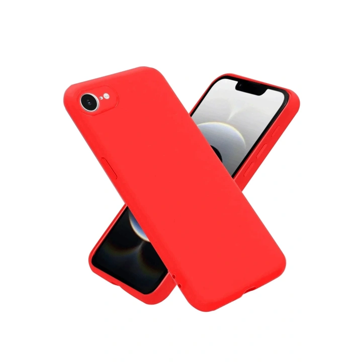 Mey İthalat®  iPhone 16E Kılıf First Silikon - Kırmızı