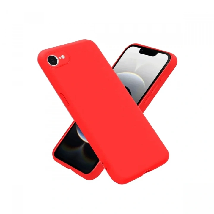 Mey İthalat®  iPhone 16E Kılıf First Silikon - Kırmızı