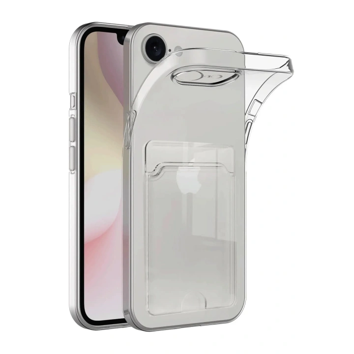Mey İthalat®  iPhone 16E Kılıf Kart Şeffaf Silikon - Şeffaf