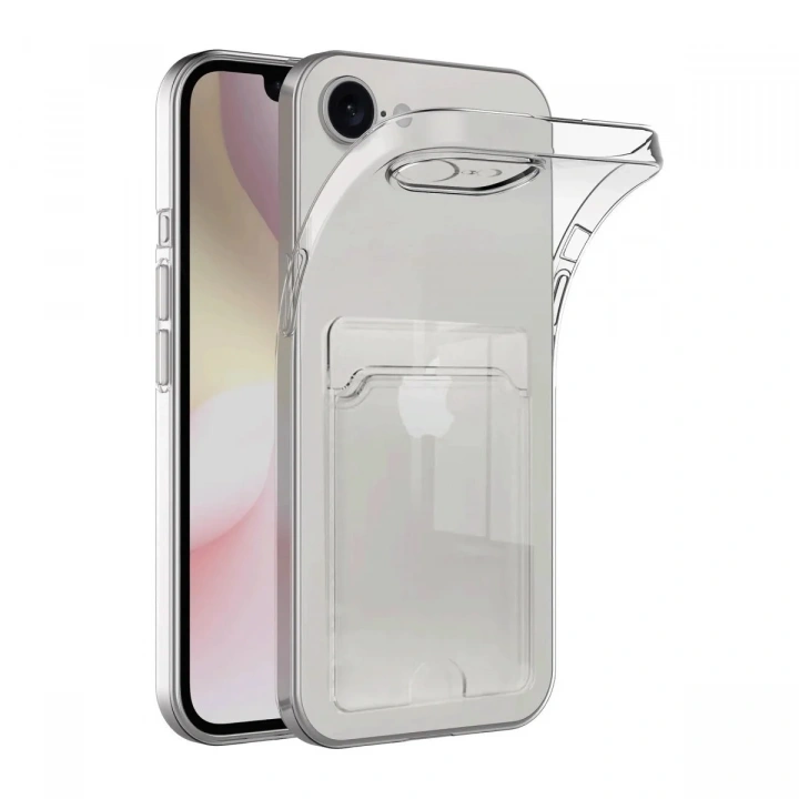 Mey İthalat®  iPhone 16E Kılıf Kart Şeffaf Silikon - Şeffaf